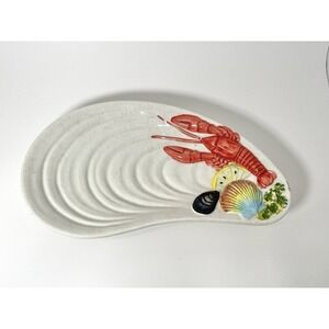 Plate with seafood Italian ceramic Vintage seafood Lobster Platter Made In Italy